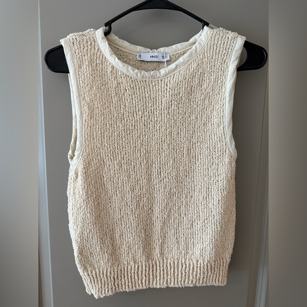 Mango Beige Textured Knit Top